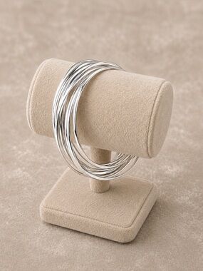Silver bangles set of 10 70mm
